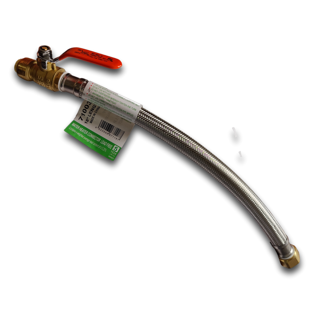 3/4 Inch FIP x 1/2 Inch Push-to-Connect Ball Valve with Flexible Hose, 18 Inch Length