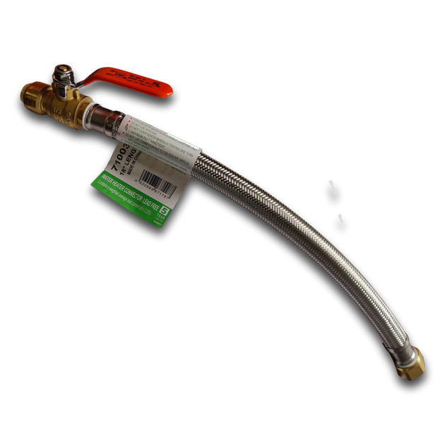 3/4 Inch FIP x 1/2 Inch Push-to-Connect Ball Valve with Flexible Hose, 18 Inch Length