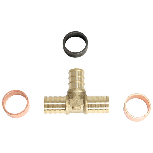 PB Pex Barb Crimp Tee Measuring PB 1/2" x 1/2" PB x 1/2" Pex Tee Specifically PB Barb Crimp Pex Tee