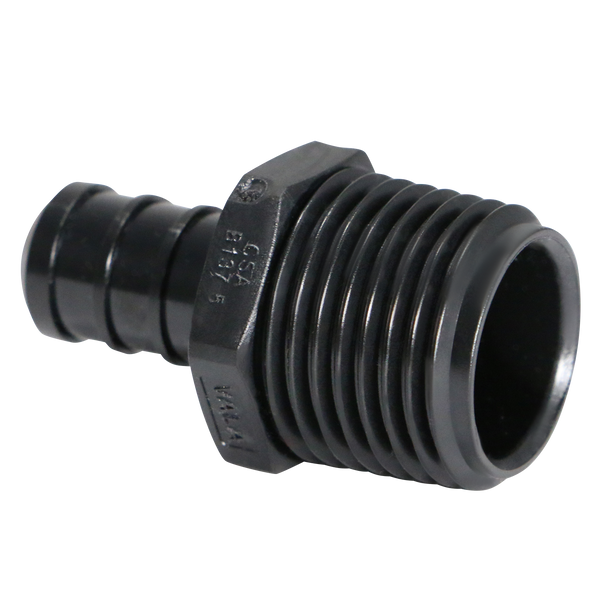 1/2 Inch PEX-B Barb Crimp x 1/2 Inch Male NPT Poly Alloy Adapter