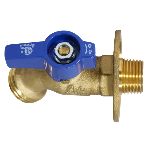 1/2 Inch Male Sweat x 3/4 Inch GHT Hose Bibbs with Flange