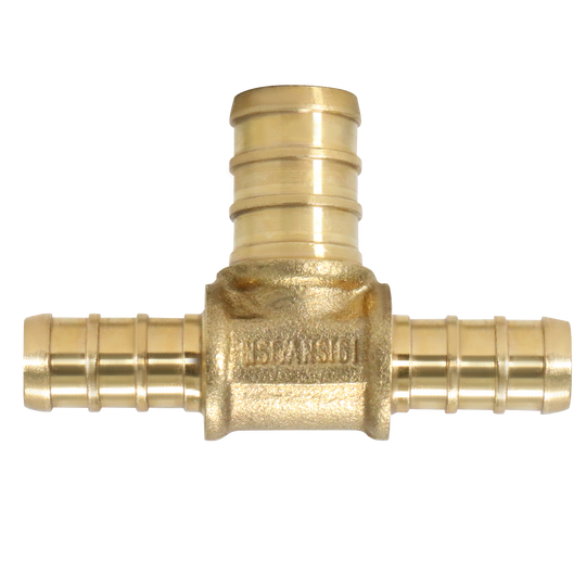 3/8 Inch x 3/8 Inch x 1/2 Inch PEX-B Barb Crimp Reducing Tee