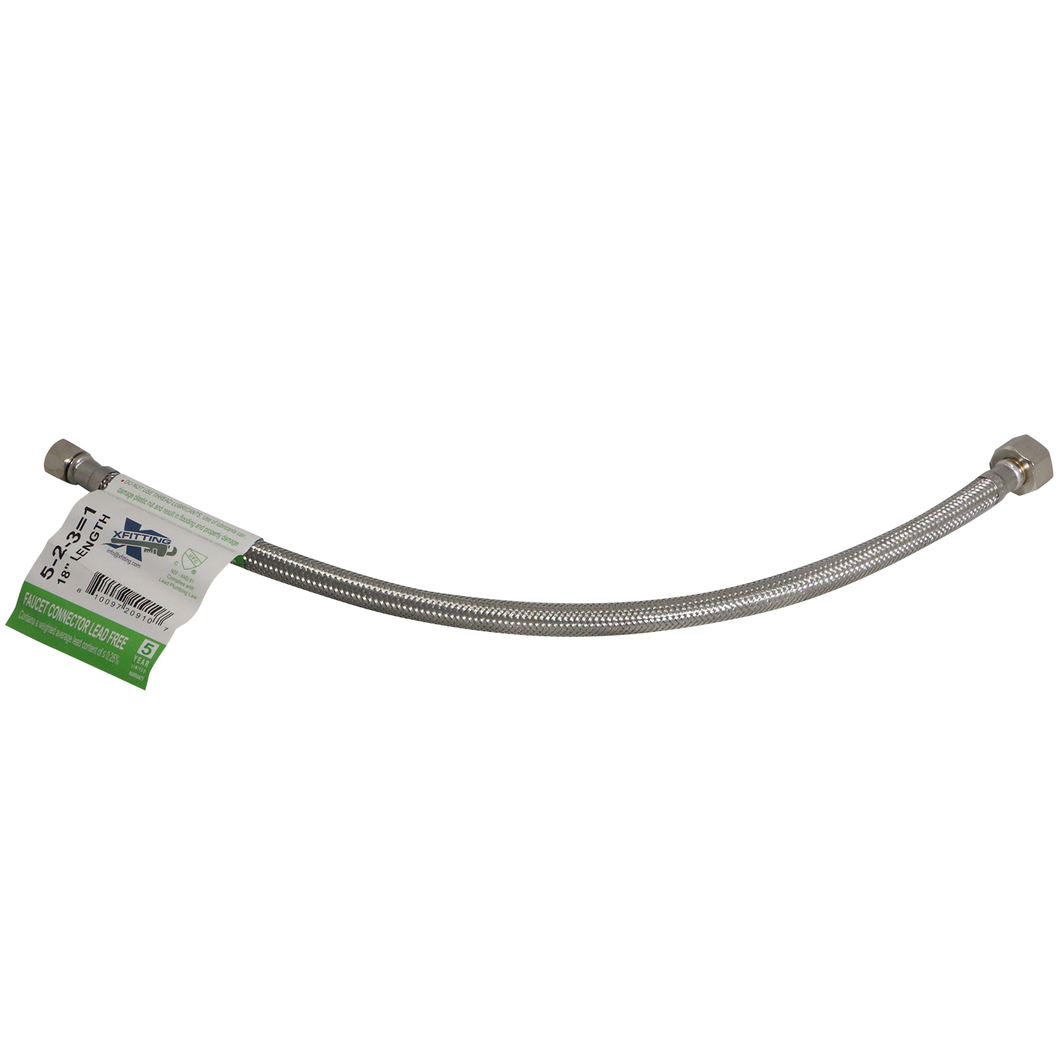 3/8 Inch Compression x 1/2 Inch FNPT Supply Hose Line, 18 Inch Long