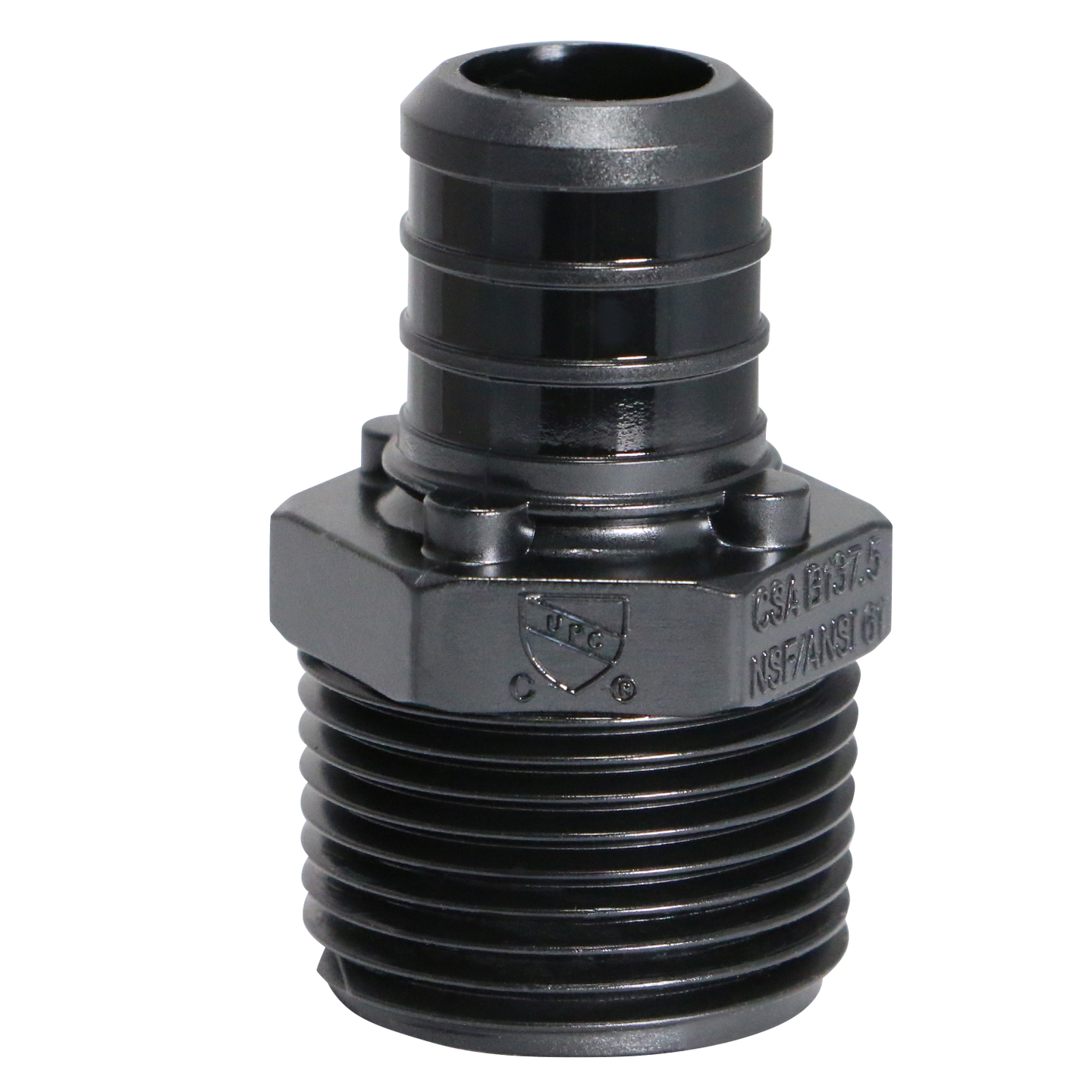 3/4 Inch PEX-B Barb Crimp x 3/4 Inch Male NPT Poly Alloy Adapter