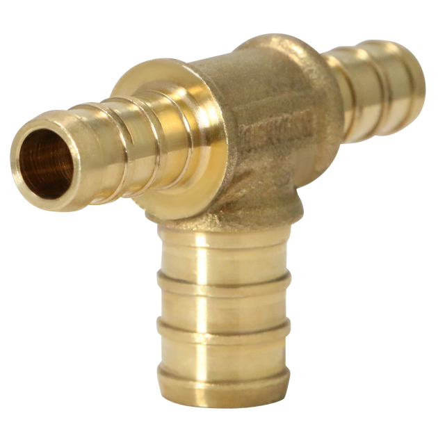 3/8 Inch x 3/8 Inch x 1/2 Inch PEX-B Barb Crimp Reducing Tee