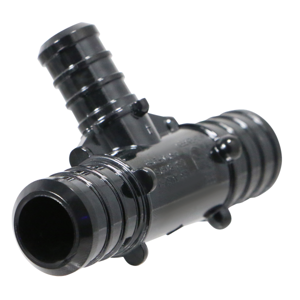 3/4 Inch X 3/4 Inch X 1/2 Inch PEX-B Barb Crimp Poly Alloy Tee