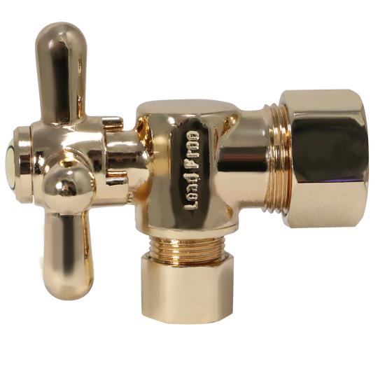 5/8 inch x 3/8 inch OD Compression Angle Valve, Golden