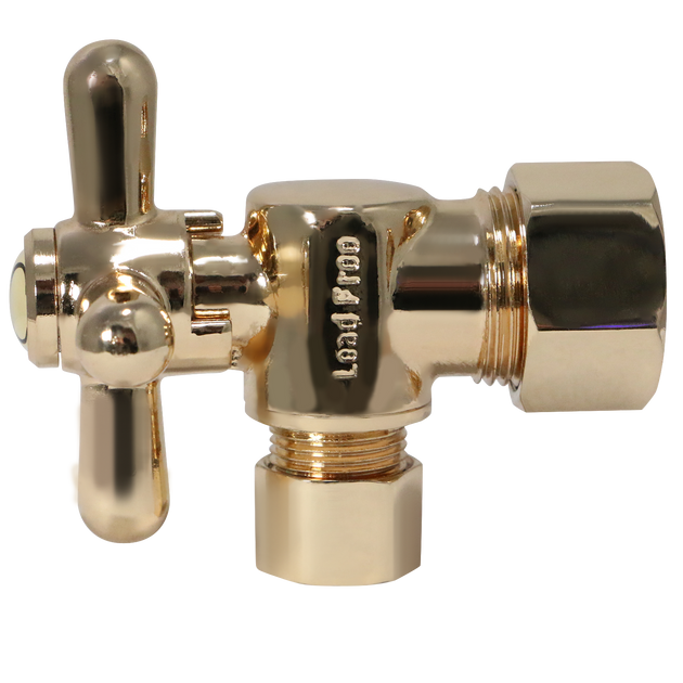 5/8 inch x 3/8 inch OD Compression Angle Valve, Golden