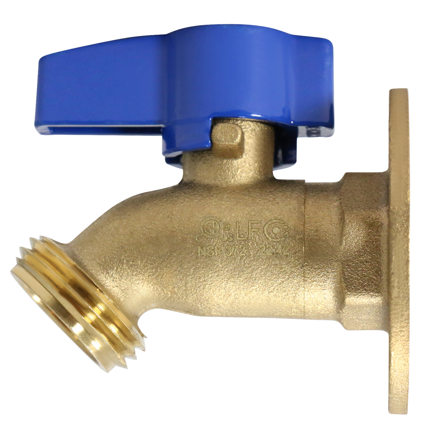 1/2 Inch FPT x 3/4 Inch MHT 1/4 Turn Hose Bibb Valve with Flange