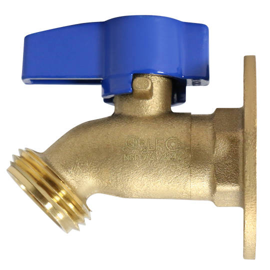 1/2 Inch FPT x 3/4 Inch MHT 1/4 Turn Hose Bibb Valve with Flange