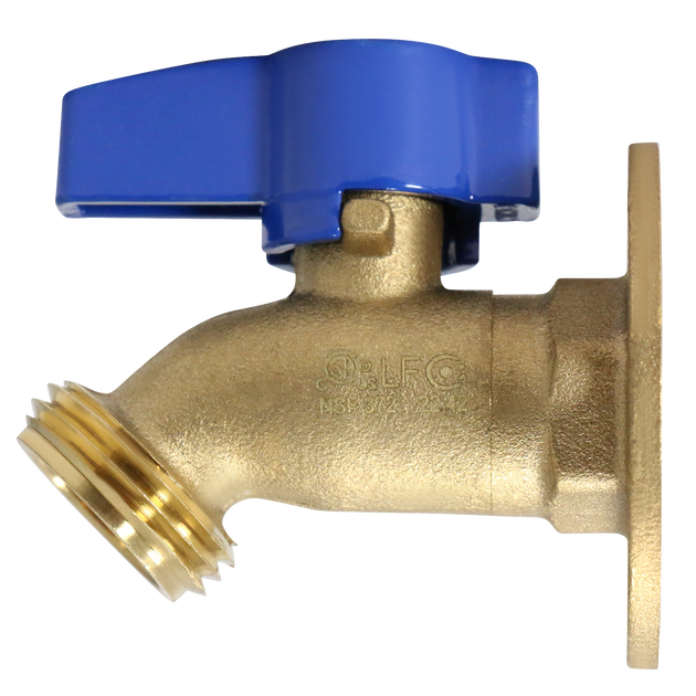 1/2 Inch FPT x 3/4 Inch MHT 1/4 Turn Hose Bibb Valve with Flange