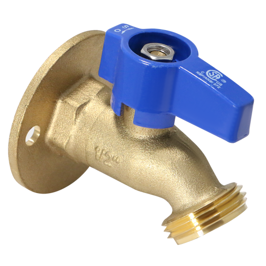 1/2 Inch FPT x 3/4 Inch MHT 1/4 Turn Hose Bibb Valve with Flange