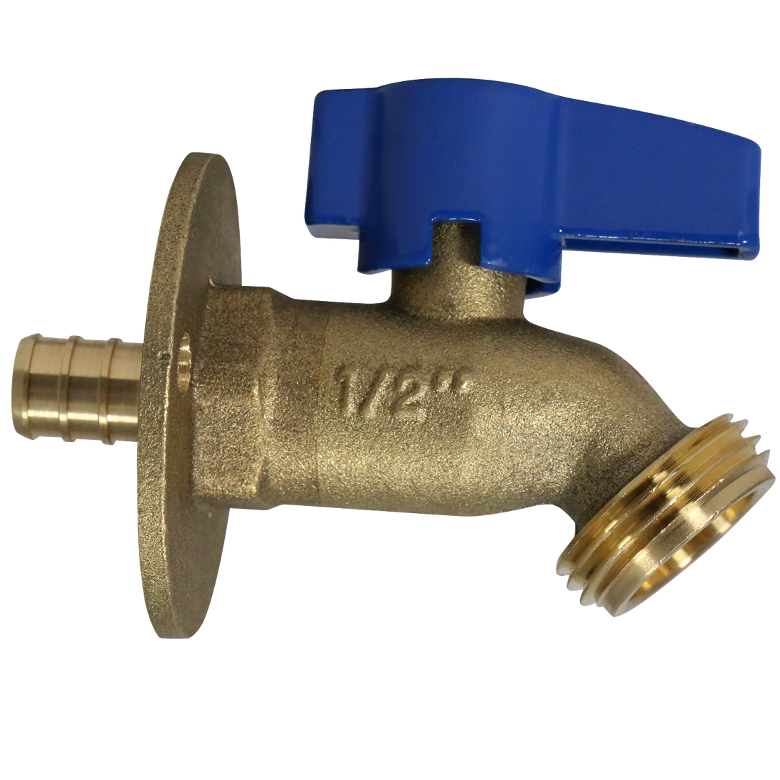 1/2 in. PEX-B Barb Crimp x 3/4 in. GHT Hose Bibb Valve with Flange