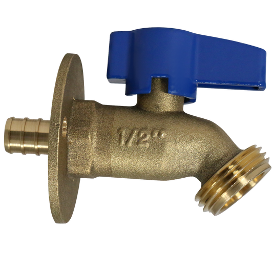  Pex Barb Crimp x GHT Hose Bibb Valve with Flange Measuring Pex Barb Crimp 1/2" x 3/4" GHT Flange Specifically Garden Hose ValveGarden Hose Valve