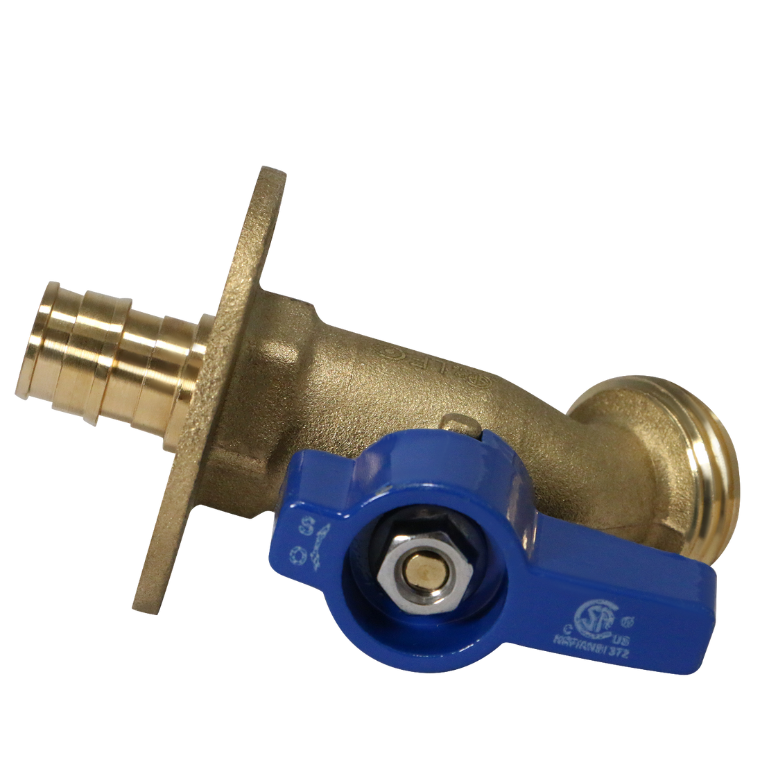 1/2 Inch Pex-A Expansion x 3/4 Inch GHT Hose Bibb Valve with Flange