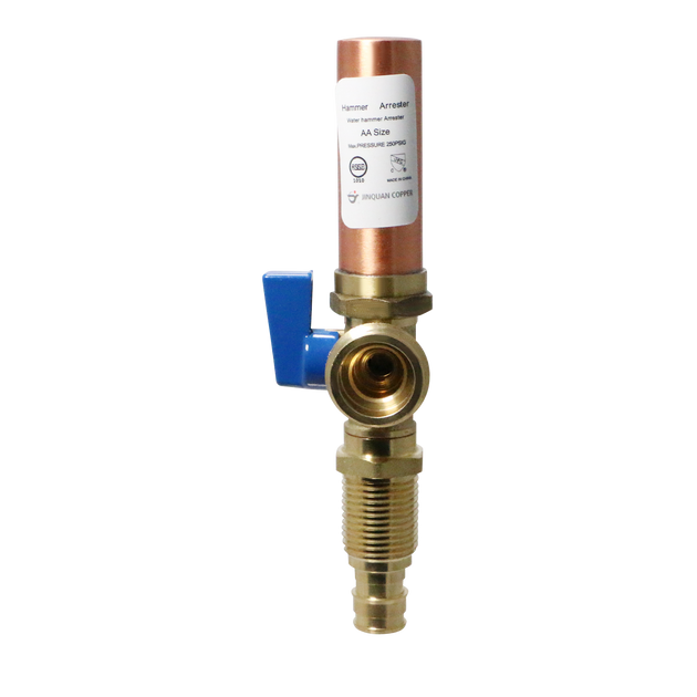 1/2 Inch Pex-A Expansion x 3/4 Inch MHT Premium Washing Machine Outlet Stop Valve with Hammer Arrestor Blue Handle