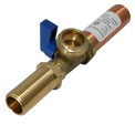1/2 Inch MIP x 3/4 Inch MHT Washing Machine Outlet Stop Valve with Hammer Arrestor, Blue Handle