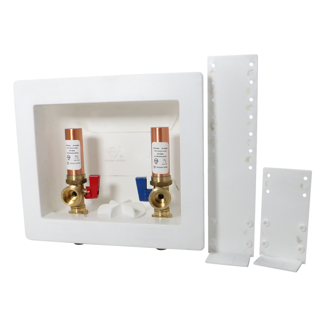 1/2 Inch MIP / Sweat x 3/4 inch MHT Premium Washing Machine Outlet Box with Center Drain