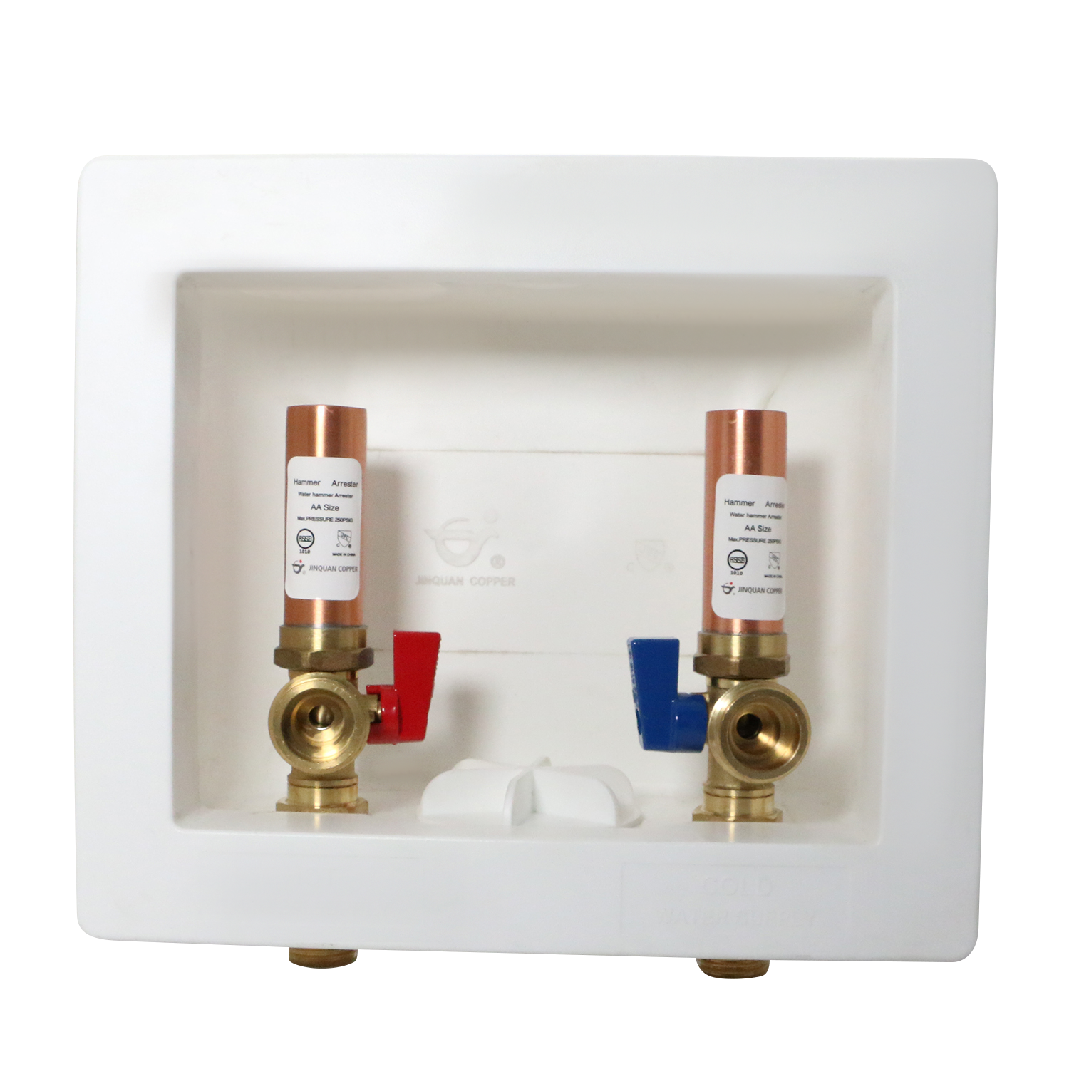 1/2 Inch MIP / Sweat x 3/4 inch MHT Premium Washing Machine Outlet Box with Center Drain