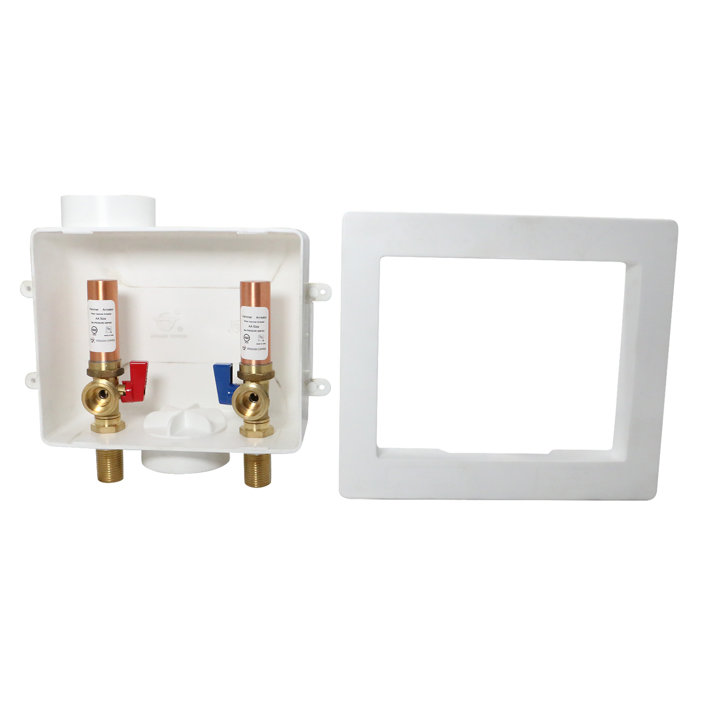 1/2 Inch MIP / Sweat x 3/4 inch MHT Premium Washing Machine Outlet Box with Center Drain