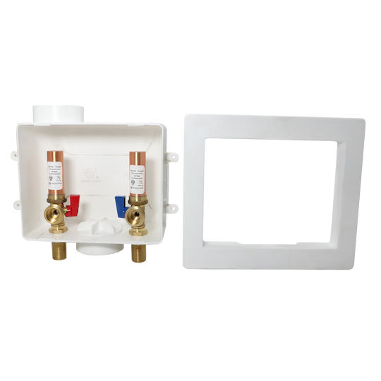 1/2 Inch MIP / Sweat x 3/4 inch MHT Premium Washing Machine Outlet Box with Center Drain