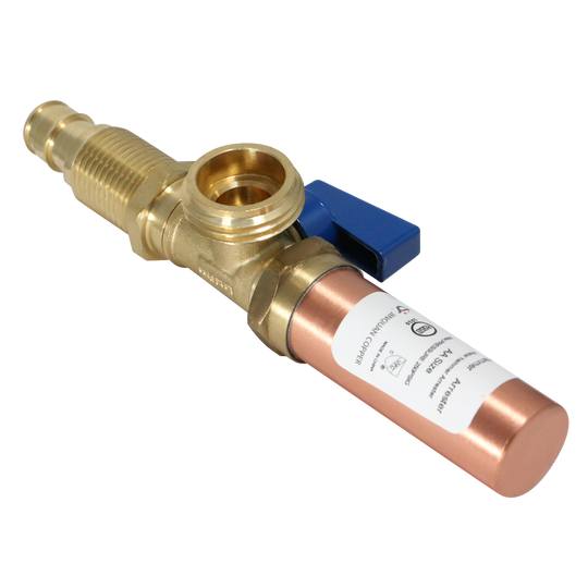 1/2 Inch Pex-A Expansion x 3/4 Inch MHT Premium Washing Machine Outlet Stop Valve with Hammer Arrestor Blue Handle