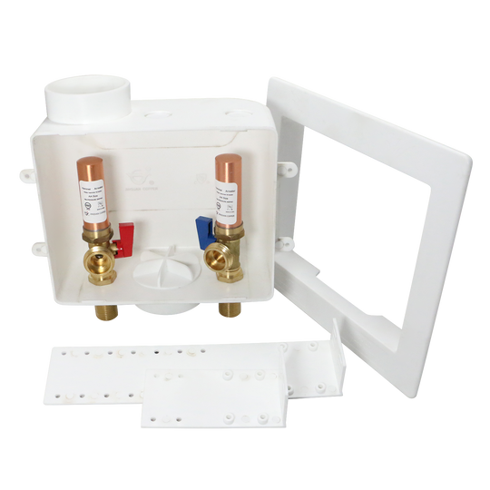 1/2 Inch MIP / Sweat x 3/4 inch MHT Premium Washing Machine Outlet Box with Center Drain