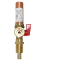 1/2 Inch PEX-B Barb x 3/4 Inch MHT Premium Washing Machine Outlet Stop Valve with Hammer Arrestor, Red Handle
