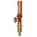 1/2 Inch PEX-B Barb x 3/4 Inch MHT Premium Washing Machine Outlet Stop Valve with Hammer Arrestor, Red Handle