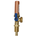 1/2 Inch PEX-B Barb x 3/4 Inch MHT Premium Washing Machine Outlet Stop Valve with Hammer Arrestor, Blue Handle