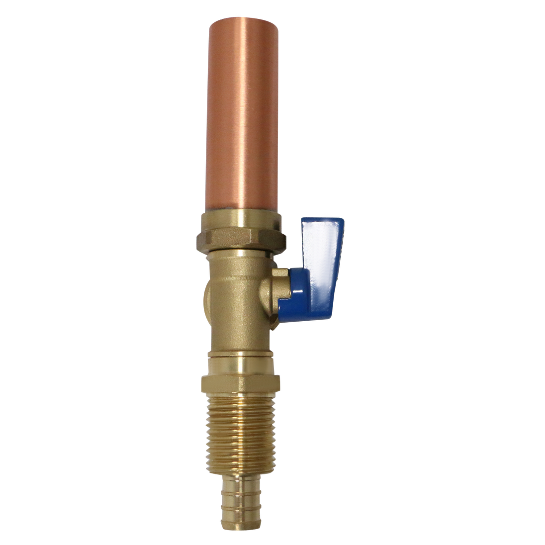 1/2 Inch PEX-B Barb x 3/4 Inch MHT Premium Washing Machine Outlet Stop Valve with Hammer Arrestor, Blue Handle
