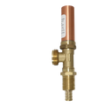 1/2 Inch PEX-B Barb x 3/4 Inch MHT Premium Washing Machine Outlet Stop Valve with Hammer Arrestor, Blue Handle