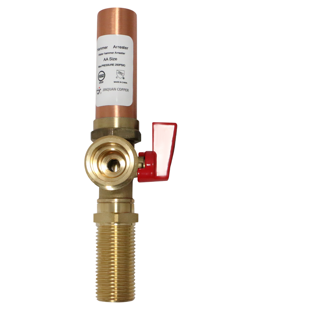 1/2 Inch MIP/Sweat x 3/4 Inch MHT Washing Machine Stop Valve with Hammer Arrestor