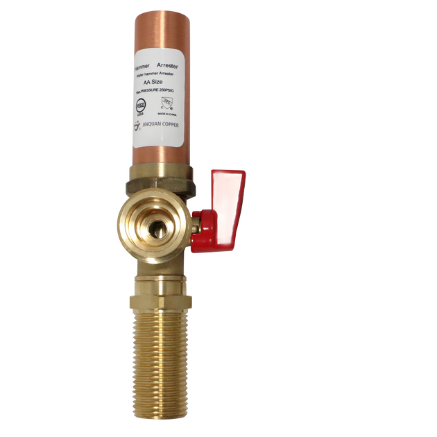 1/2 Inch MIP/Sweat x 3/4 Inch MHT Washing Machine Stop Valve with Hammer Arrestor