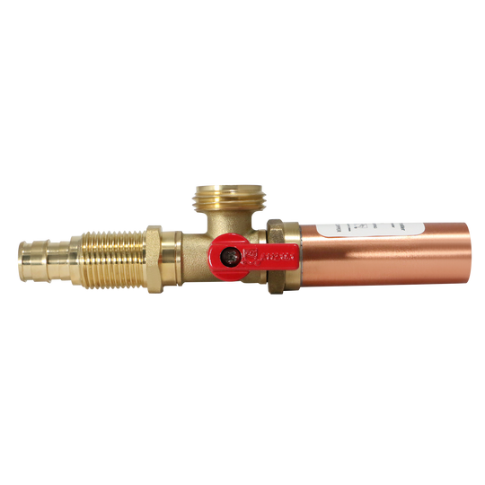 1/2 Inch Pex-A Expansion x 3/4 Inch MHT Premium Washing Machine Outlet Stop Valve with Hammer Arrestor Red Handle
