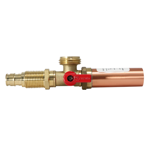 1/2 Inch Pex-A Expansion x 3/4 Inch MHT Premium Washing Machine Outlet Stop Valve with Hammer Arrestor Red Handle