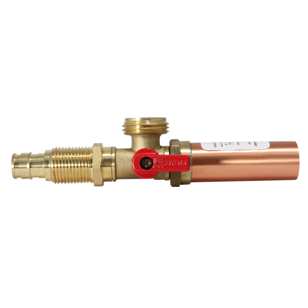 1/2 Inch Pex-A Expansion x 3/4 Inch MHT Premium Washing Machine Outlet Stop Valve with Hammer Arrestor Red Handle