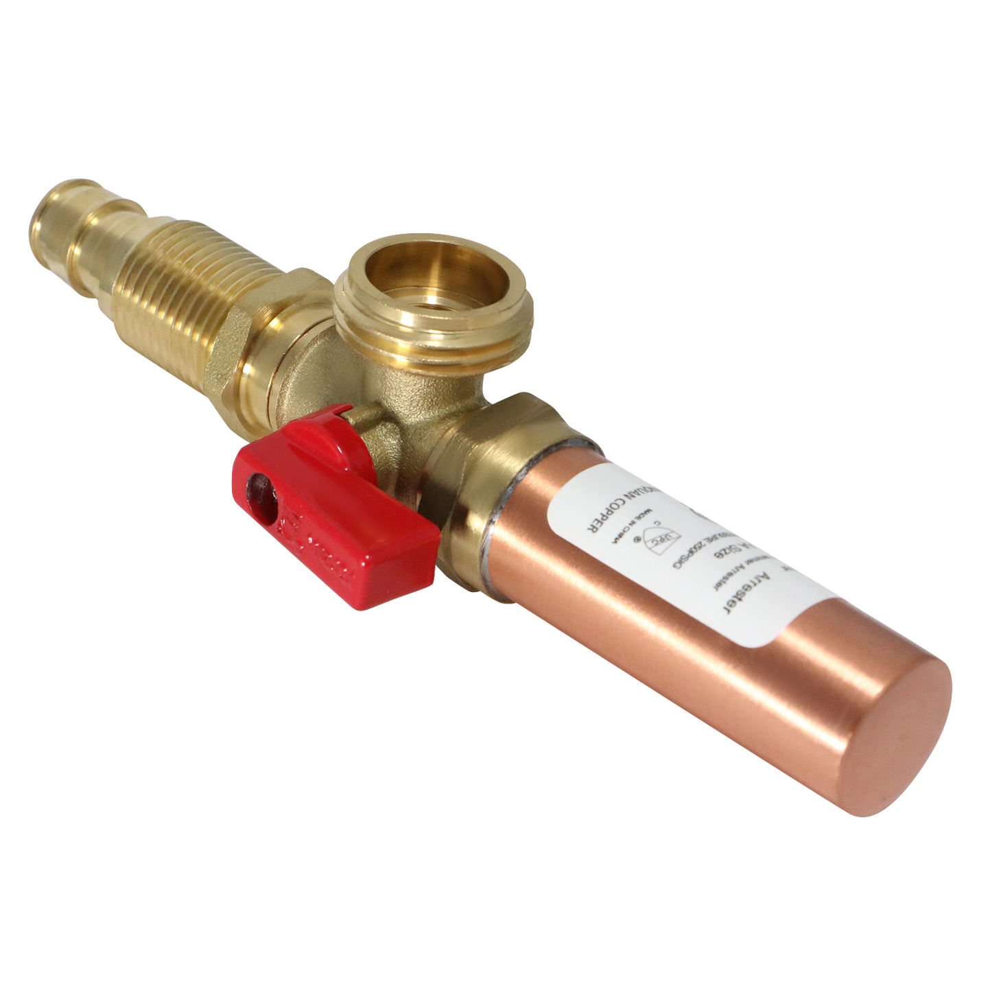 1/2 Inch Pex-A Expansion x 3/4 Inch MHT Premium Washing Machine Outlet Stop Valve with Hammer Arrestor Red Handle