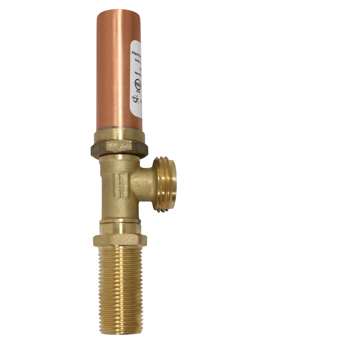 1/2 Inch MIP/Sweat x 3/4 Inch MHT Washing Machine Stop Valve with Hammer Arrestor