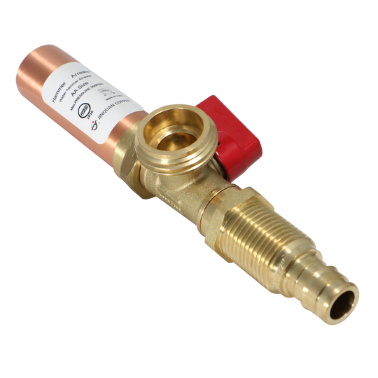 1/2 Inch Pex-A Expansion x 3/4 Inch MHT Premium Washing Machine Outlet Stop Valve with Hammer Arrestor Red Handle