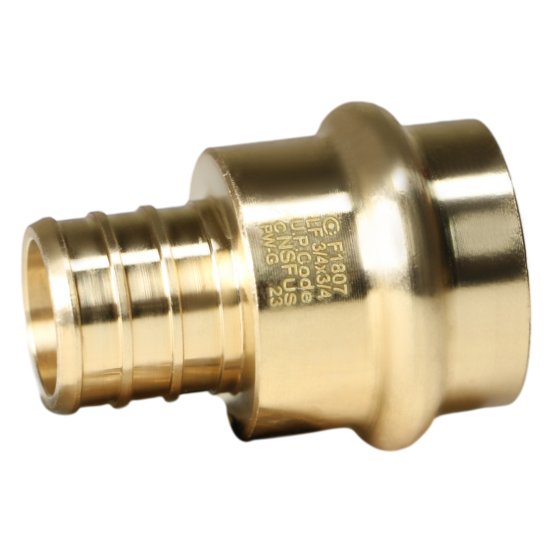 3/4 inch PEX-B Barb Crimp x 3/4 inch Press Coupling