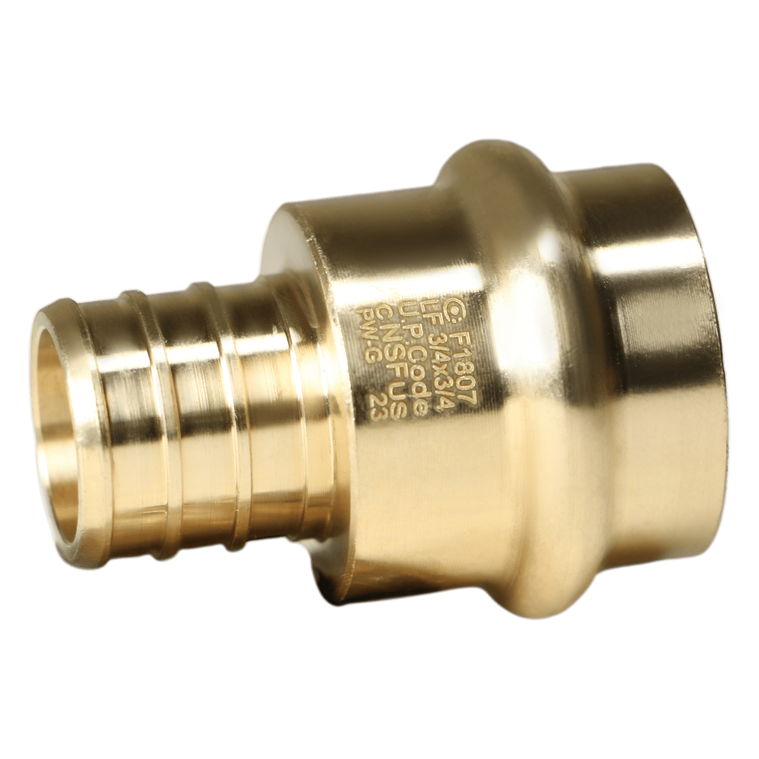 3/4 inch PEX-B Barb Crimp x 3/4 inch Press Coupling