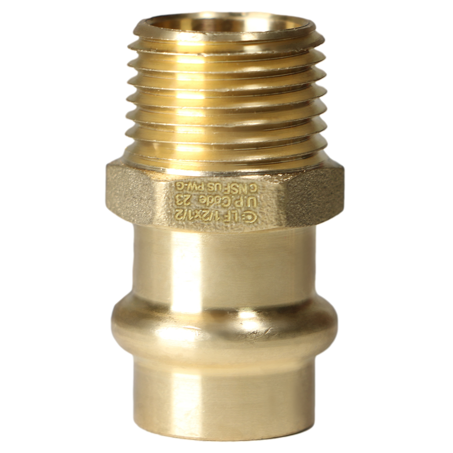 Brass Press MNPT Coupling Measuring 1/2 in x 1/2 in Male MNPT Brass Press Coupling Specifically Male MNPT Brass Coupling