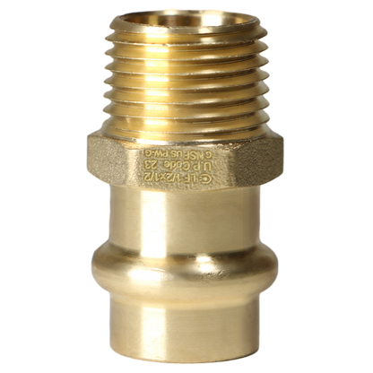 Brass Press MNPT Coupling Measuring 1/2 in x 1/2 in Male MNPT Brass Press Coupling Specifically Male MNPT Brass Coupling