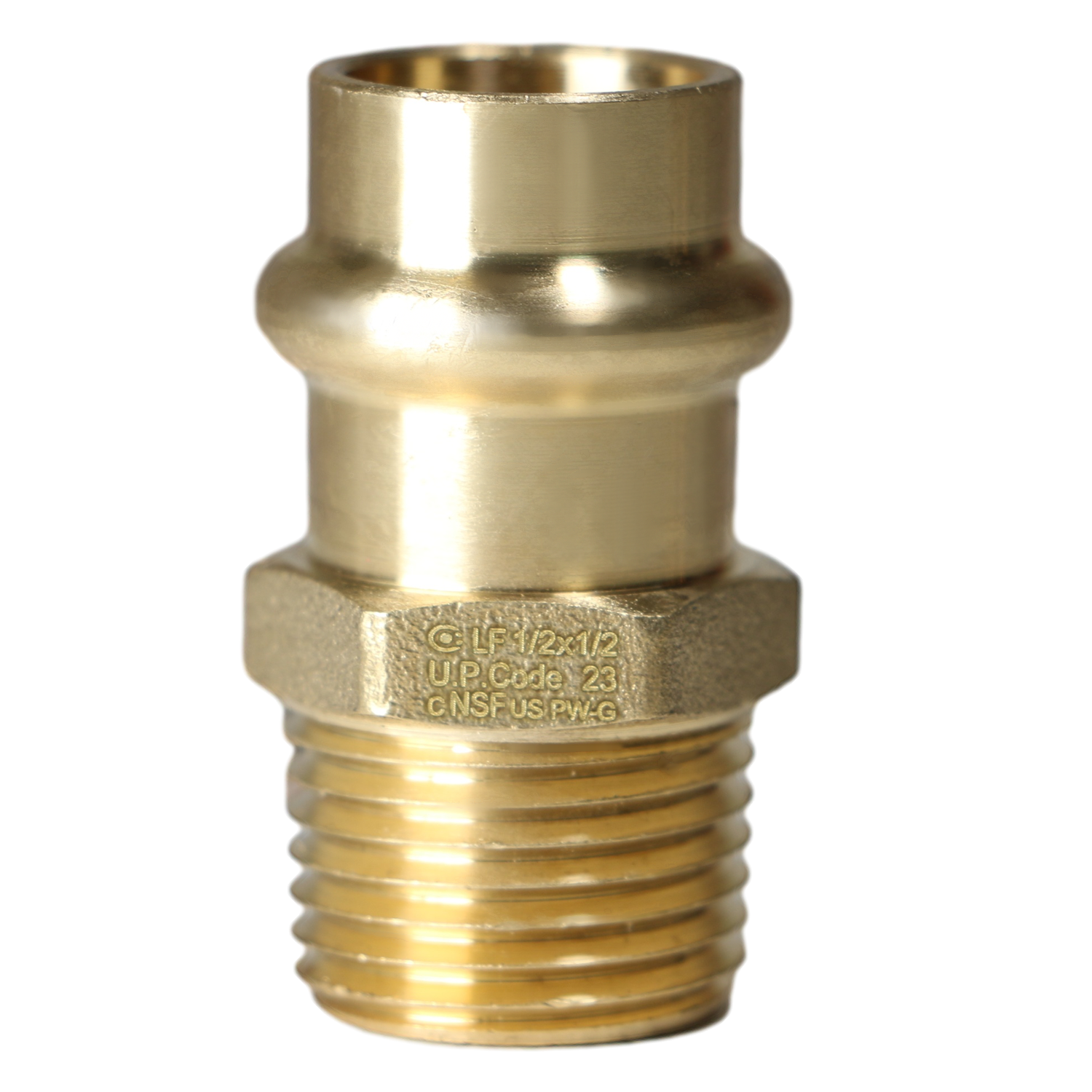 Brass Press MNPT Coupling Measuring 1/2 in x 1/2 in Male MNPT Brass Press Coupling Specifically Male MNPT Brass Coupling