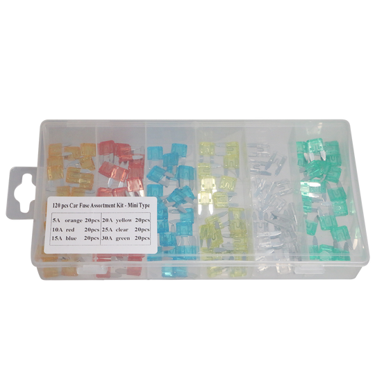 1-Pack 120 pcs- Mini Car Fuses Assortment Kit, Replacement Fuses for Car/RV/Truck/Motorcycle/Boat