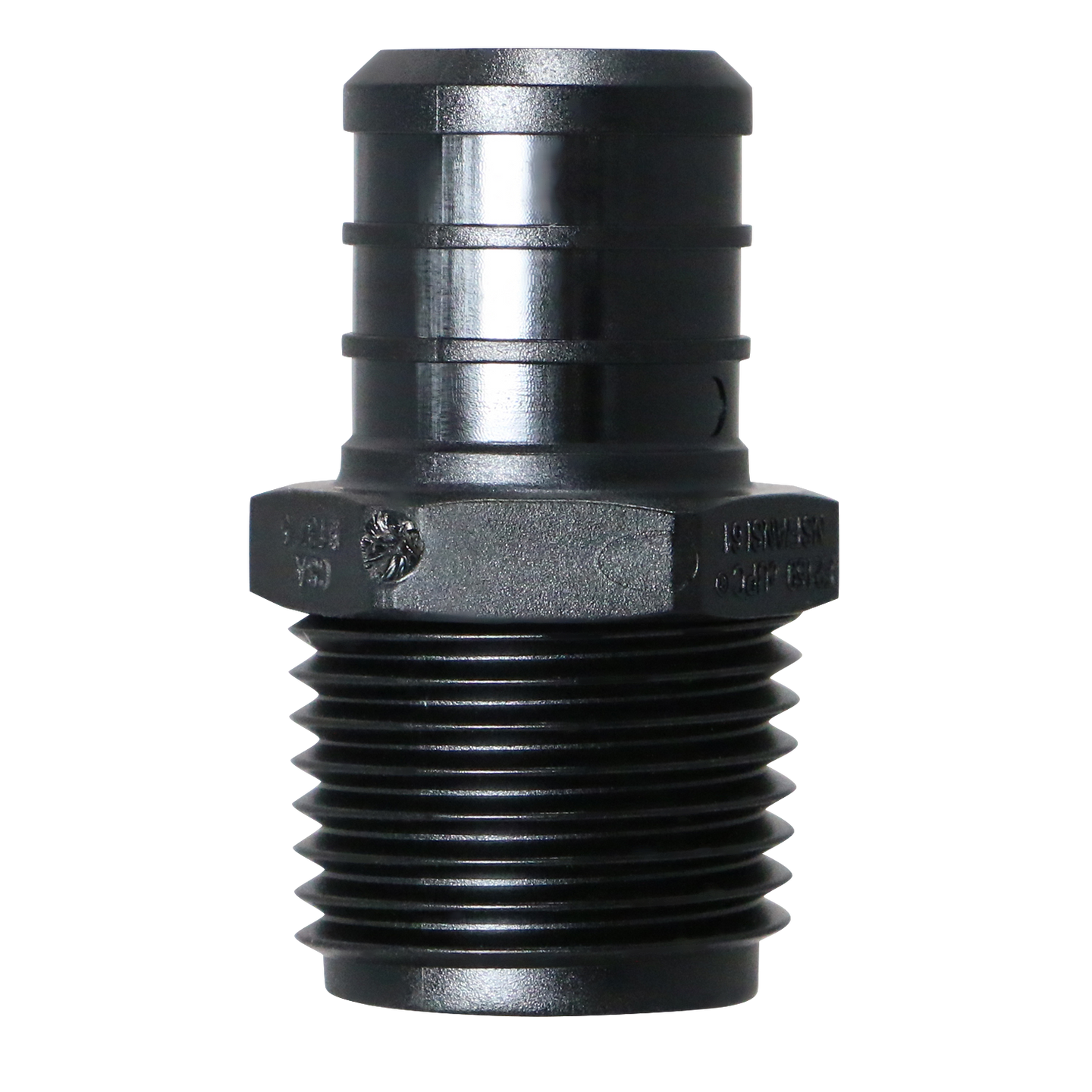 3/4 Inch PEX-B Barb Crimp x 1/2 Inch Male NPT Poly Alloy Adapter
