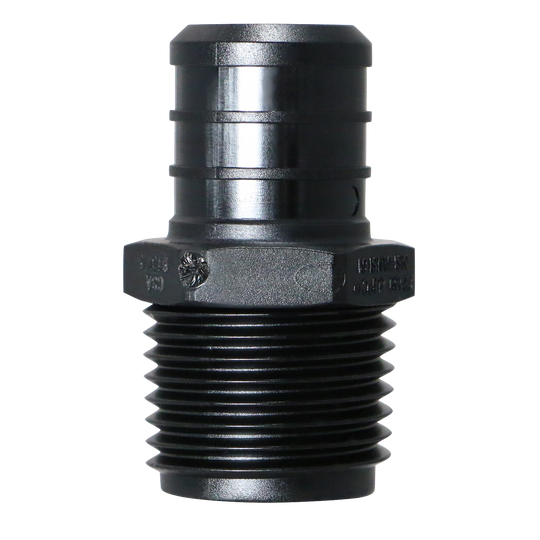 3/4 Inch PEX-B Barb Crimp x 1/2 Inch Male NPT Poly Alloy Adapter