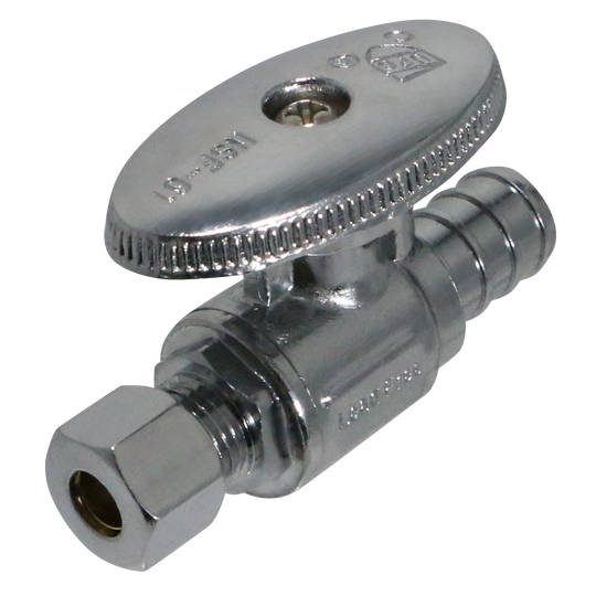 1/2 Inch  PEX-B Barb x 1/4 Inch OD Compression Straight Valve