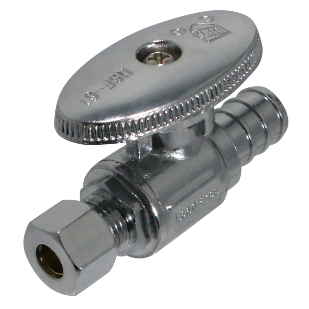 1/2 Inch  PEX-B Barb x 1/4 Inch OD Compression Straight Valve